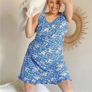 NWT Draper James floral ruffle blue sleeveless nightie plus size xxl/xxxl 2x 3x